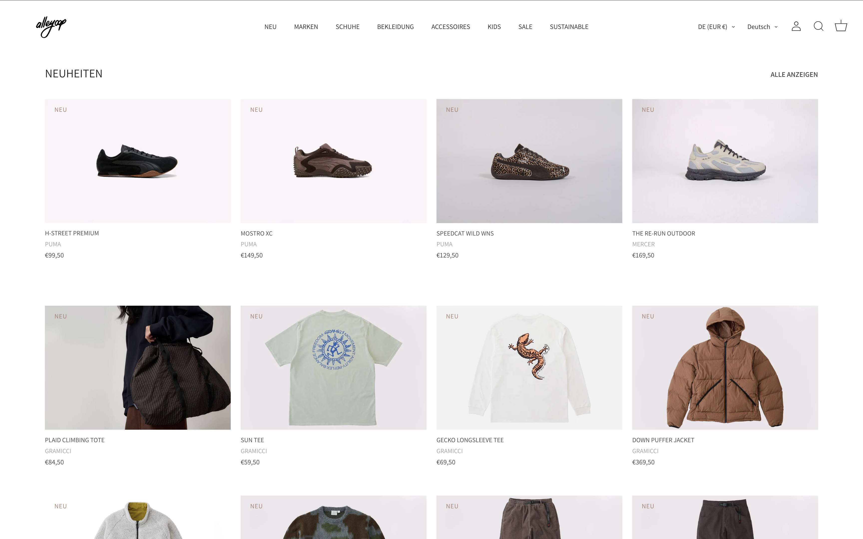 Produktansicht im Alleyoop Shopify-Shops